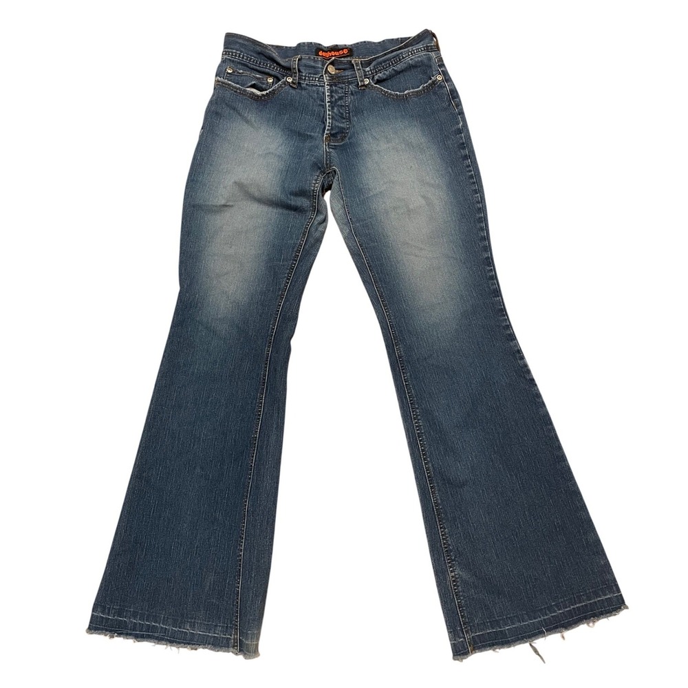 Dollhouse Jeans Y2K Blue Wash Bootcut Flare Distressed Frayed Hem Size 8